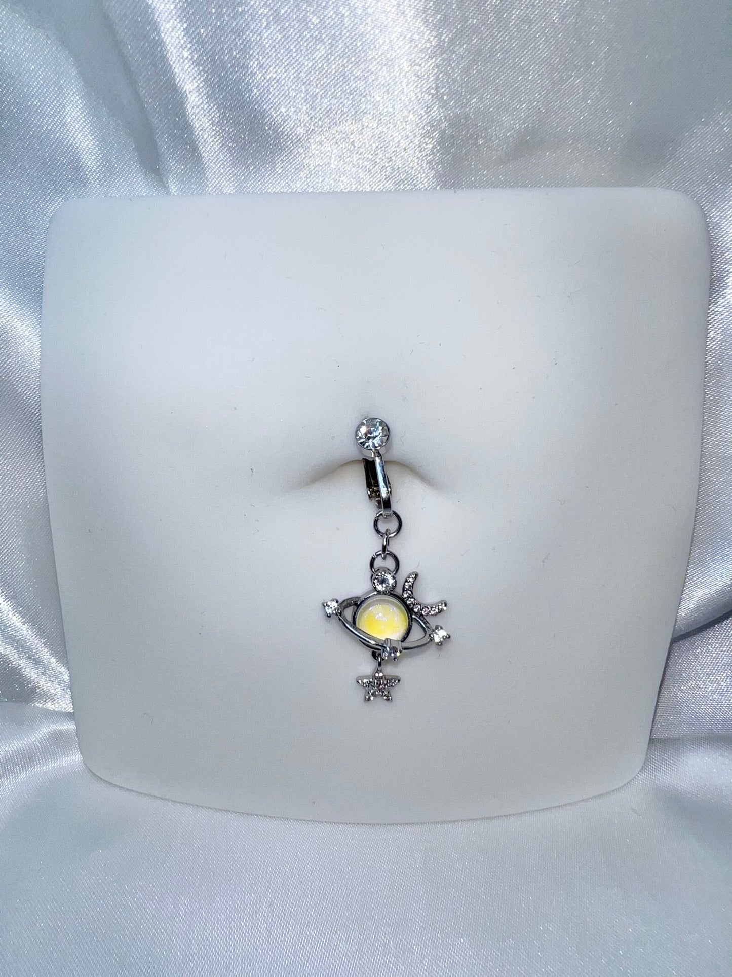 Galaxy planet fake belly ring