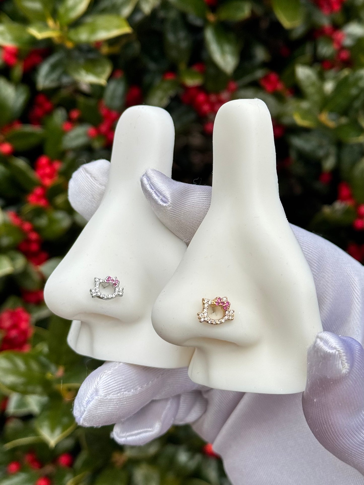 Iced out kitty nose ring