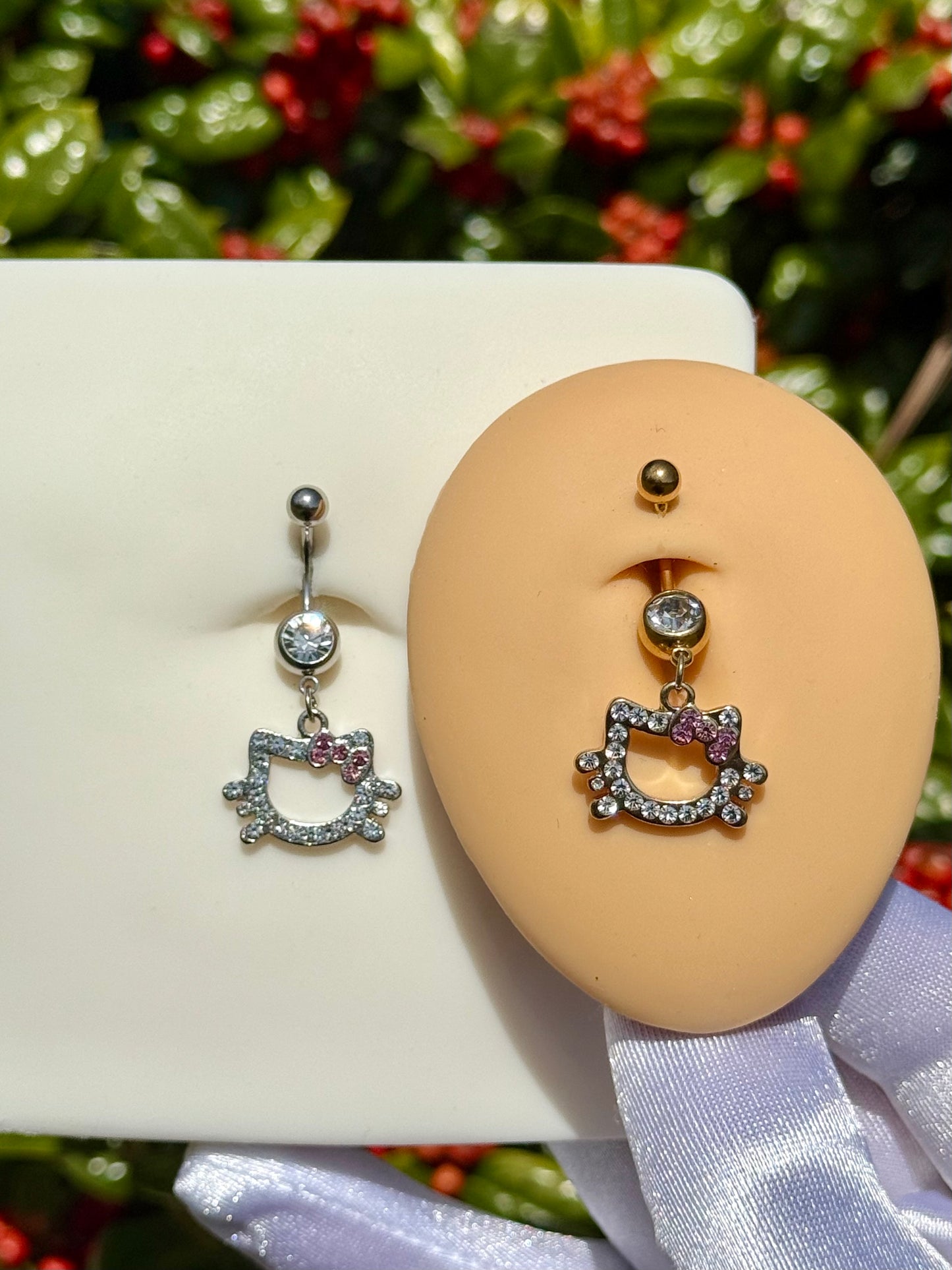 Kitty icy belly ring