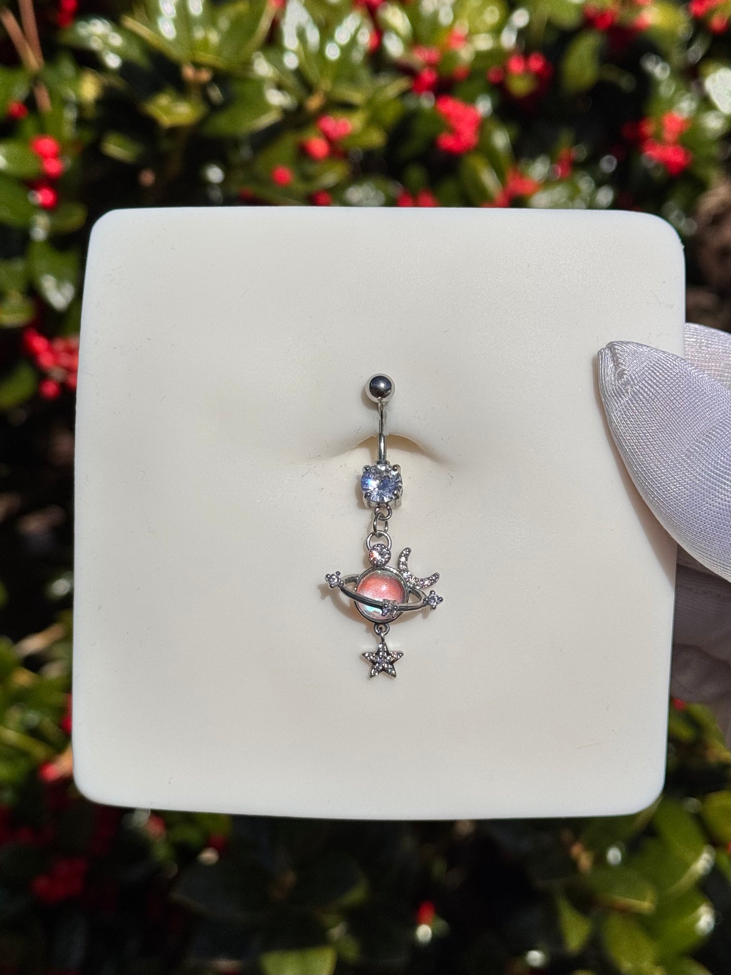 Galaxy planet belly ring