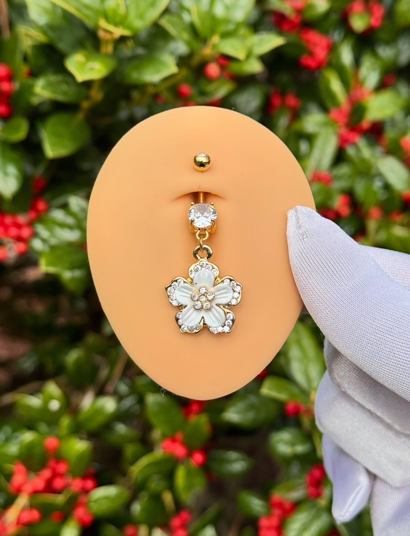 Hawaiian flower belly ring