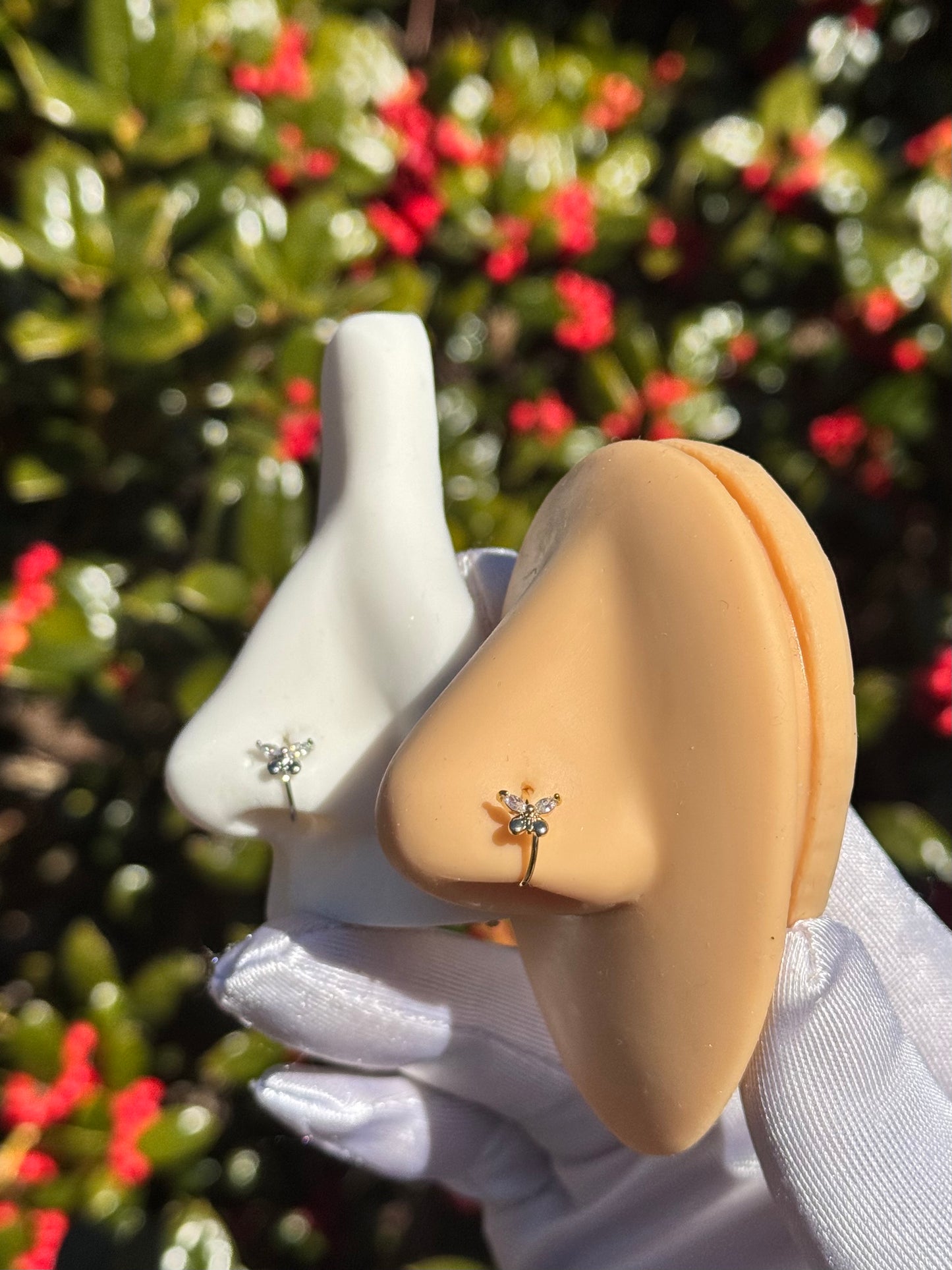 Fancy butterfly hoop nose ring