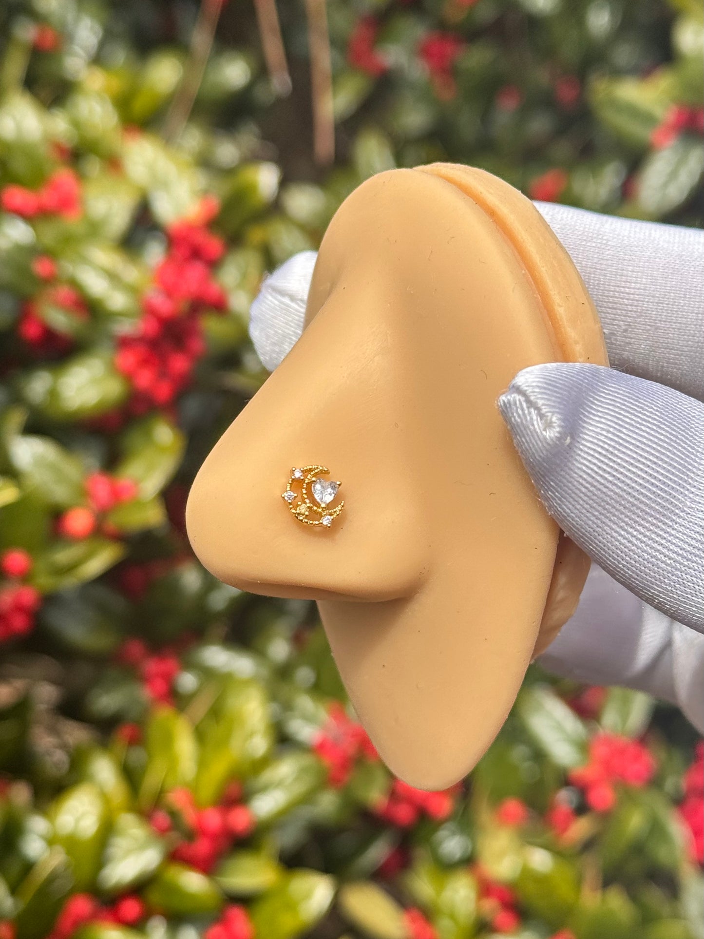 Moon heart nose ring