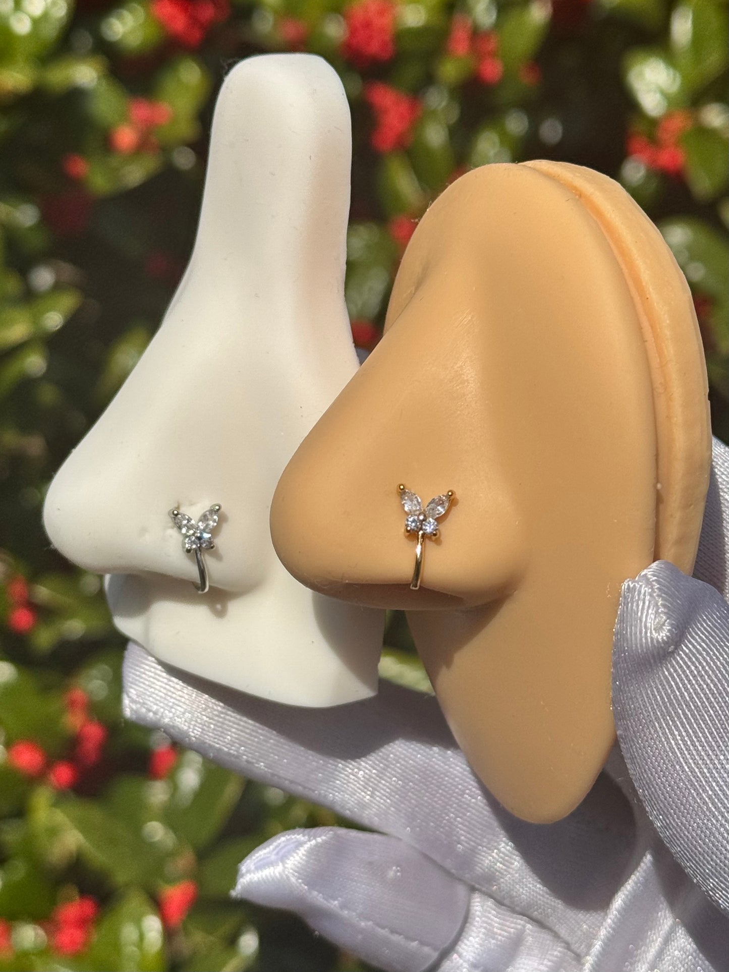 Aurora butterfly fake nose ring