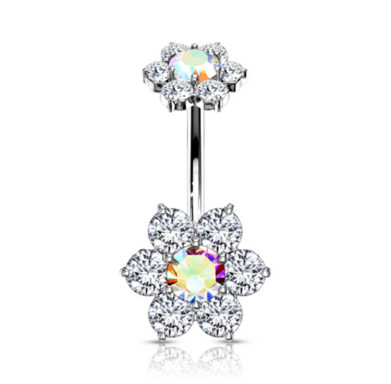 Malia flower belly ring internally threaded