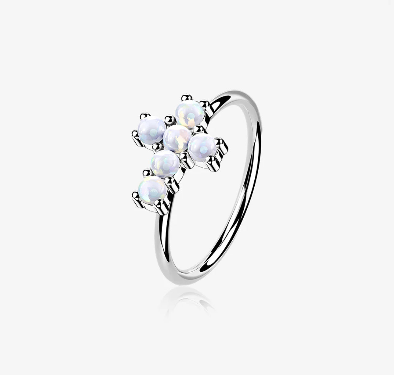 White Gold Brilliant 14 Karat cross Bendable Hoop Ring