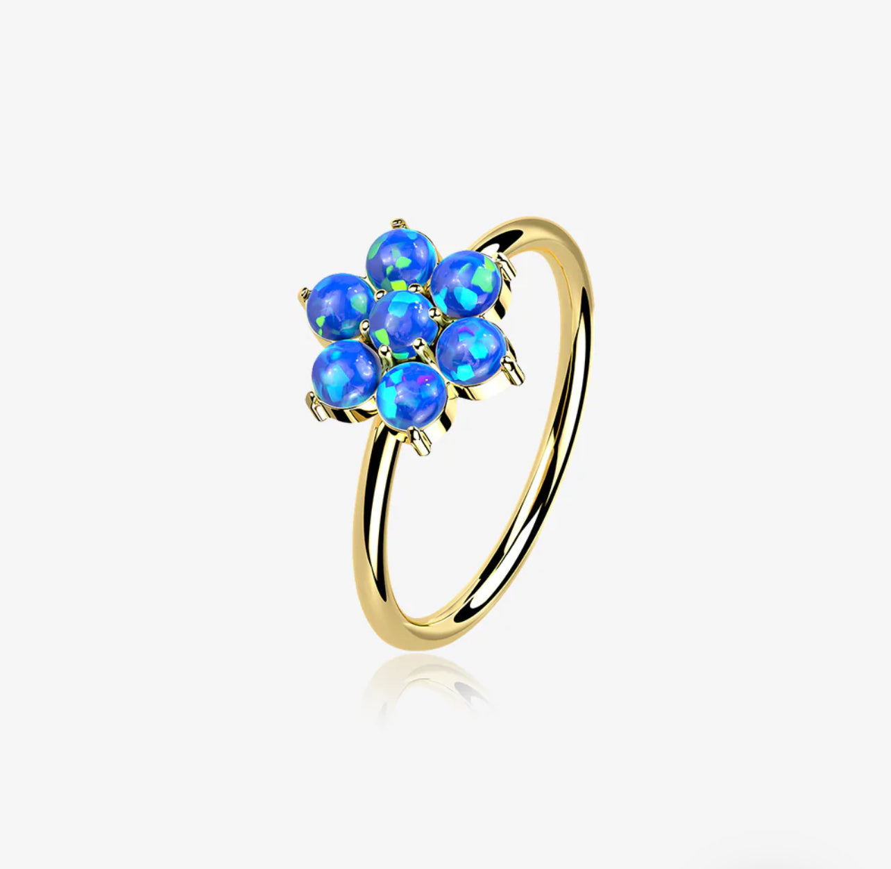Gold Brilliant 14 Karat flower Bendable Hoop Ring