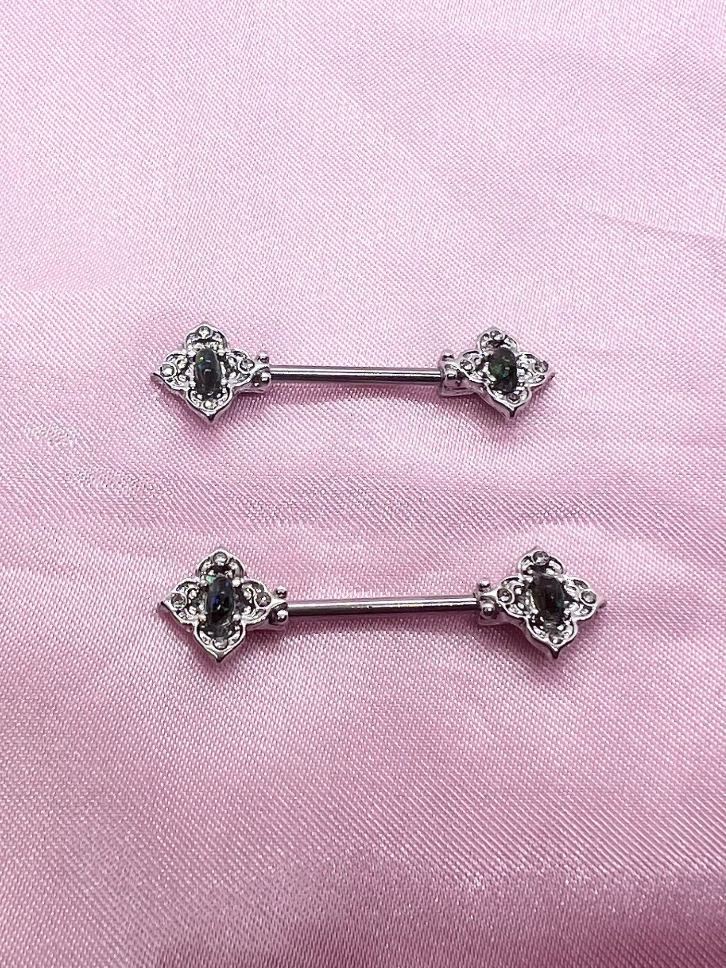 Queen Opal nipple rings