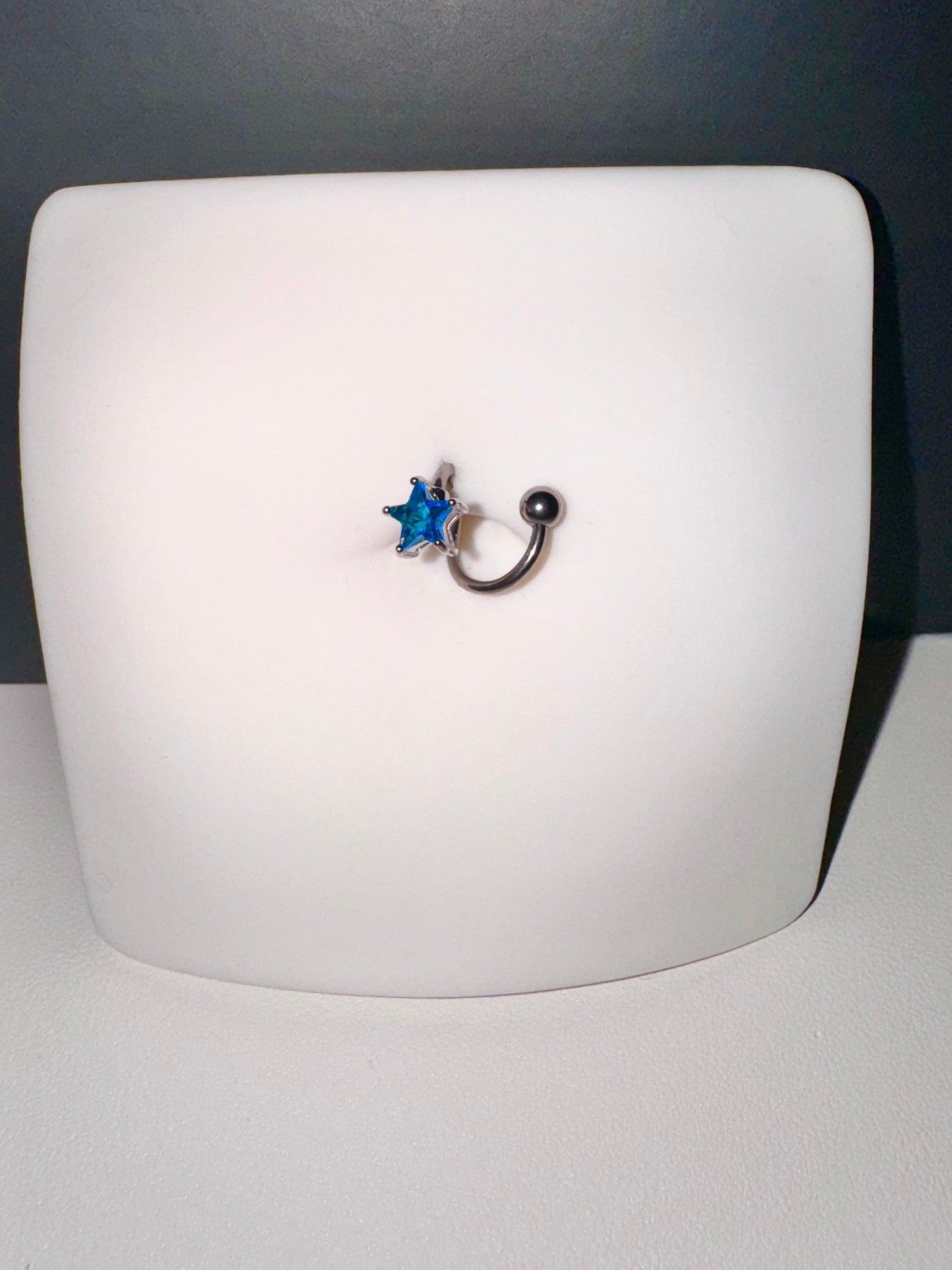 Blue star belly ring
