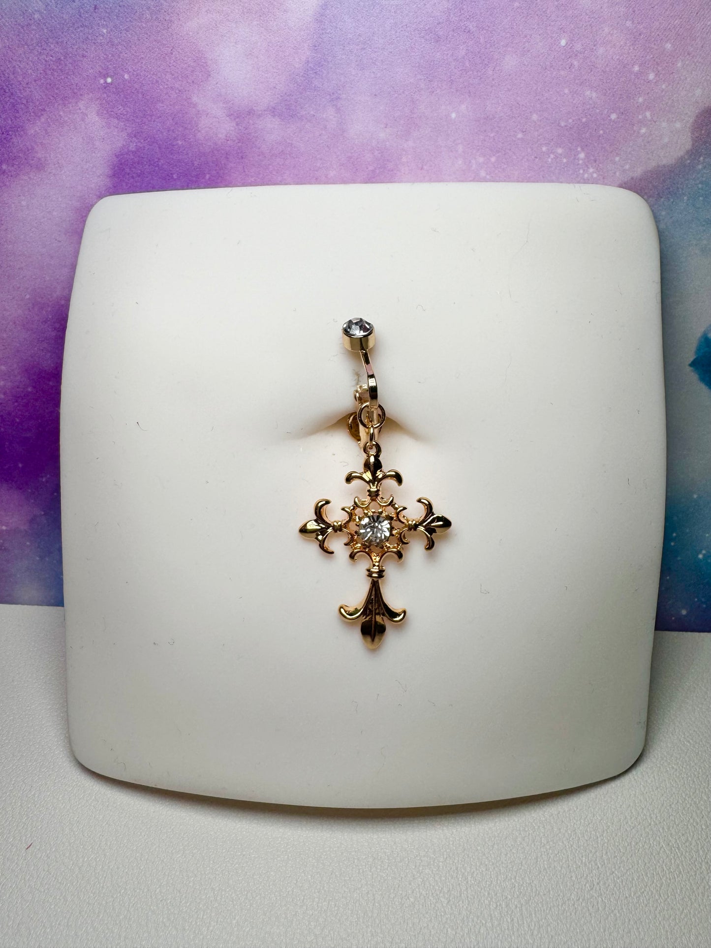 Julia cross fake belly ring