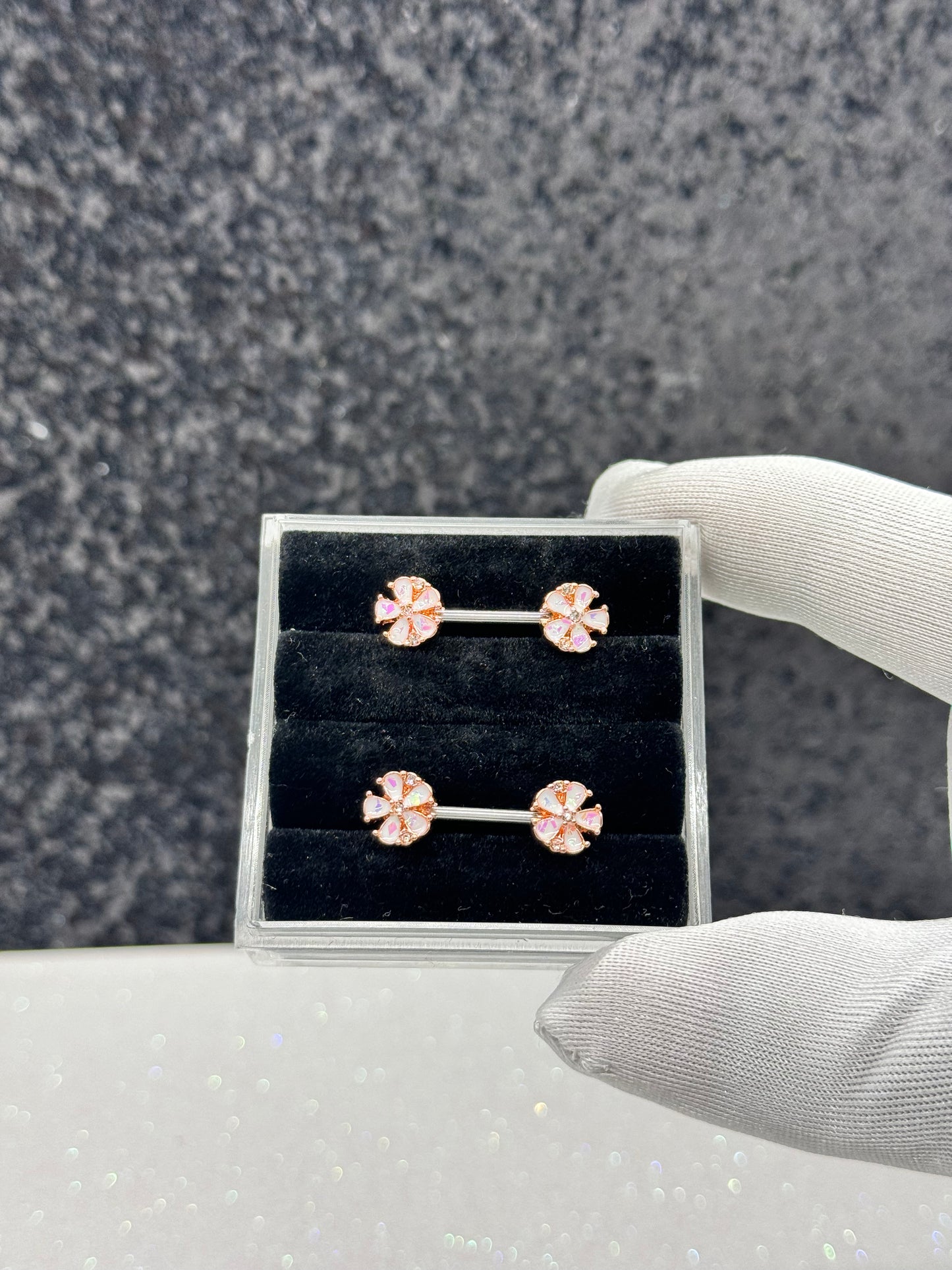 Masami flower nipple rings