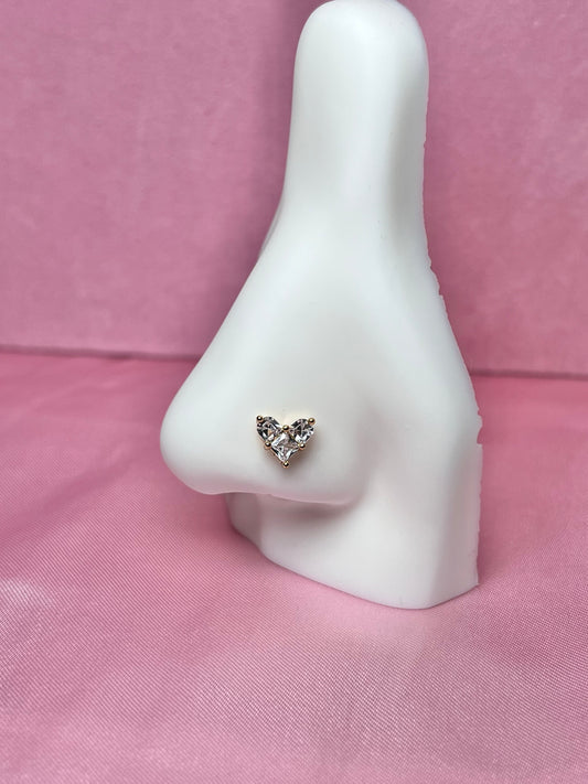 Icy heart nose ring