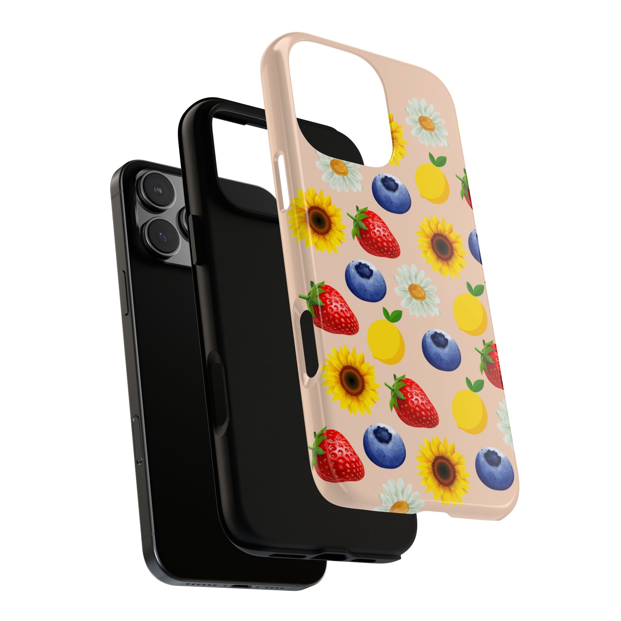 Colorful Floral Phone Case with Fruits and Florals Design