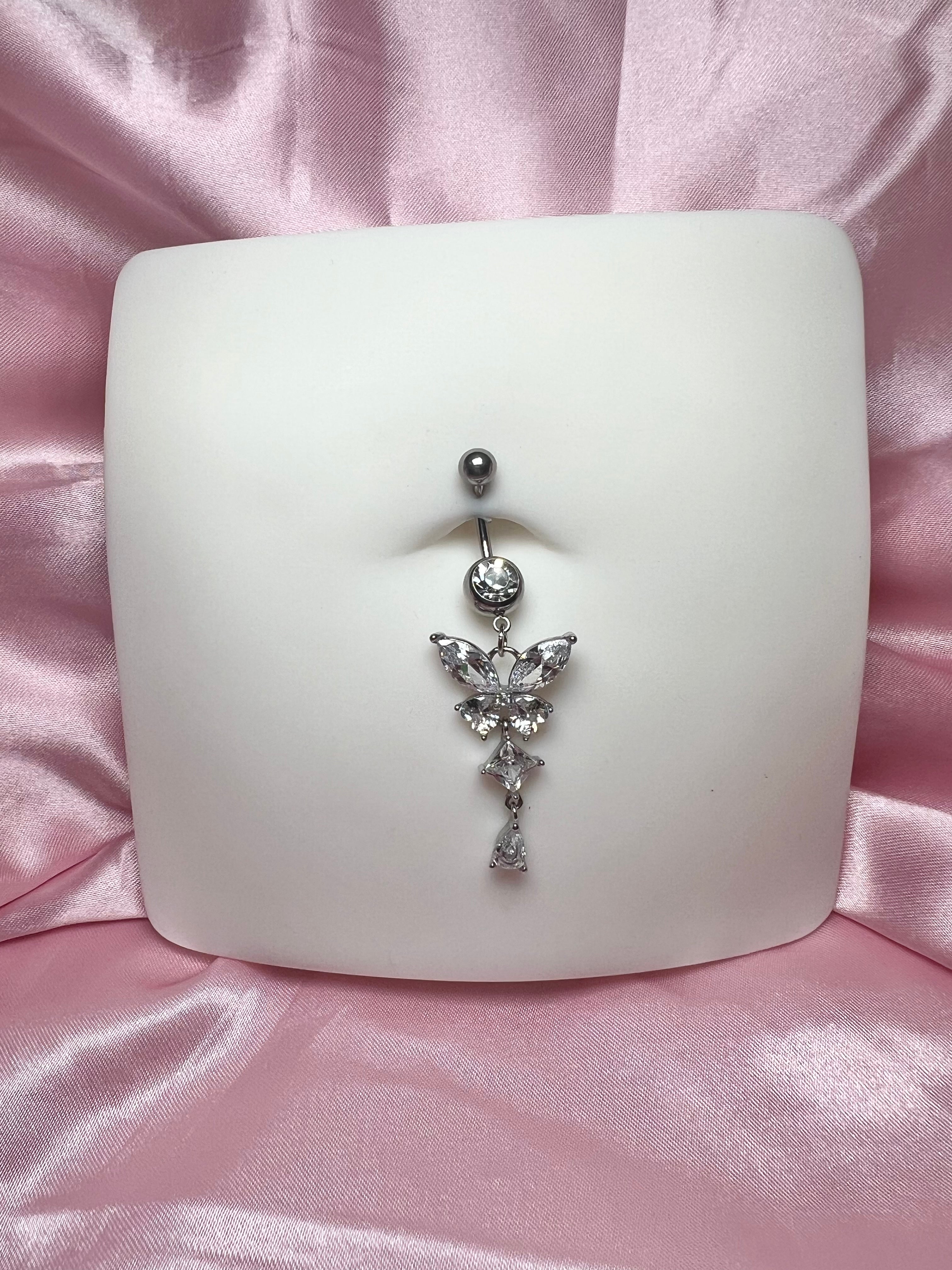 Gemma butterfly belly ring titanium