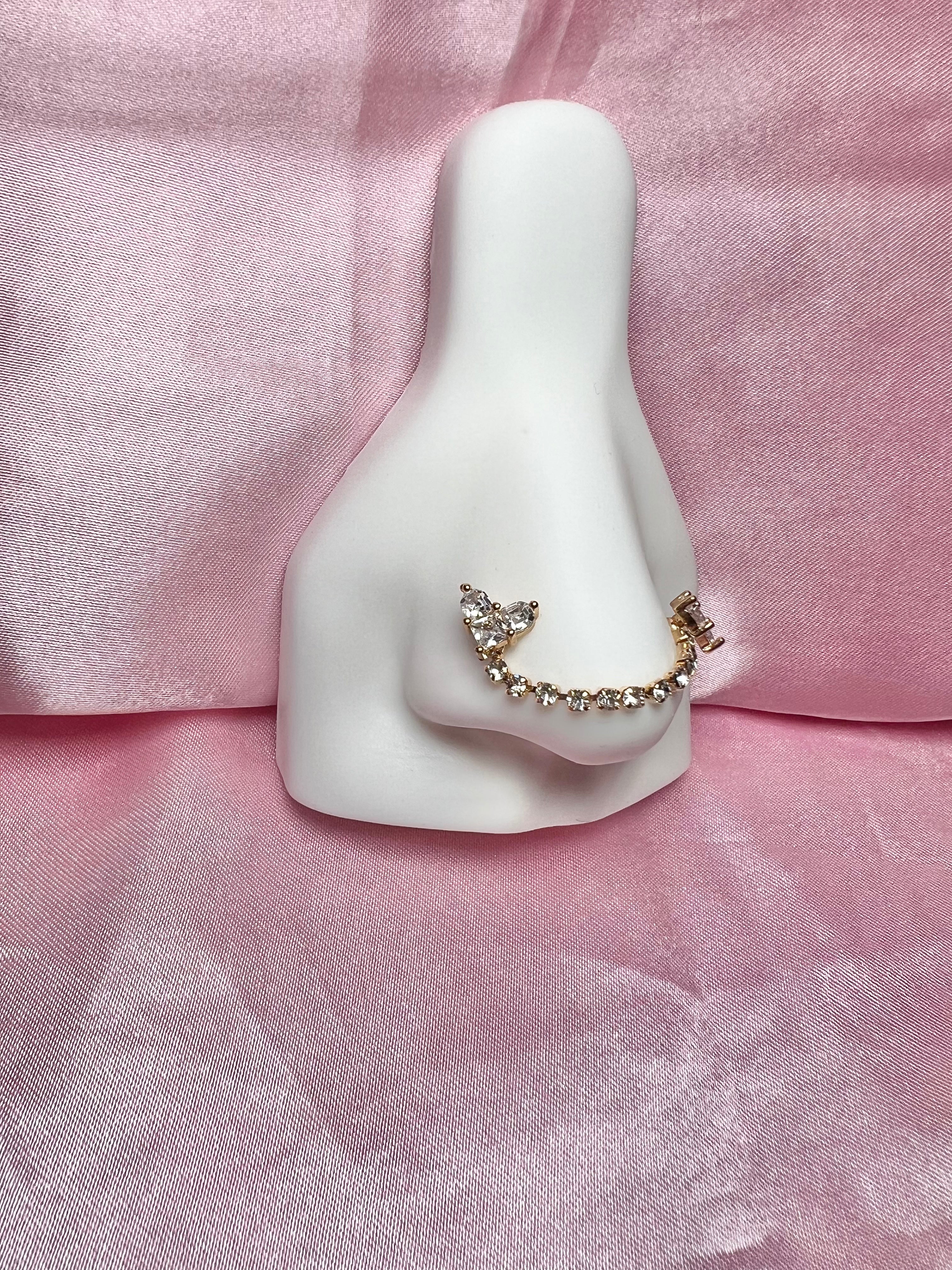 Icy heart chain nose ring