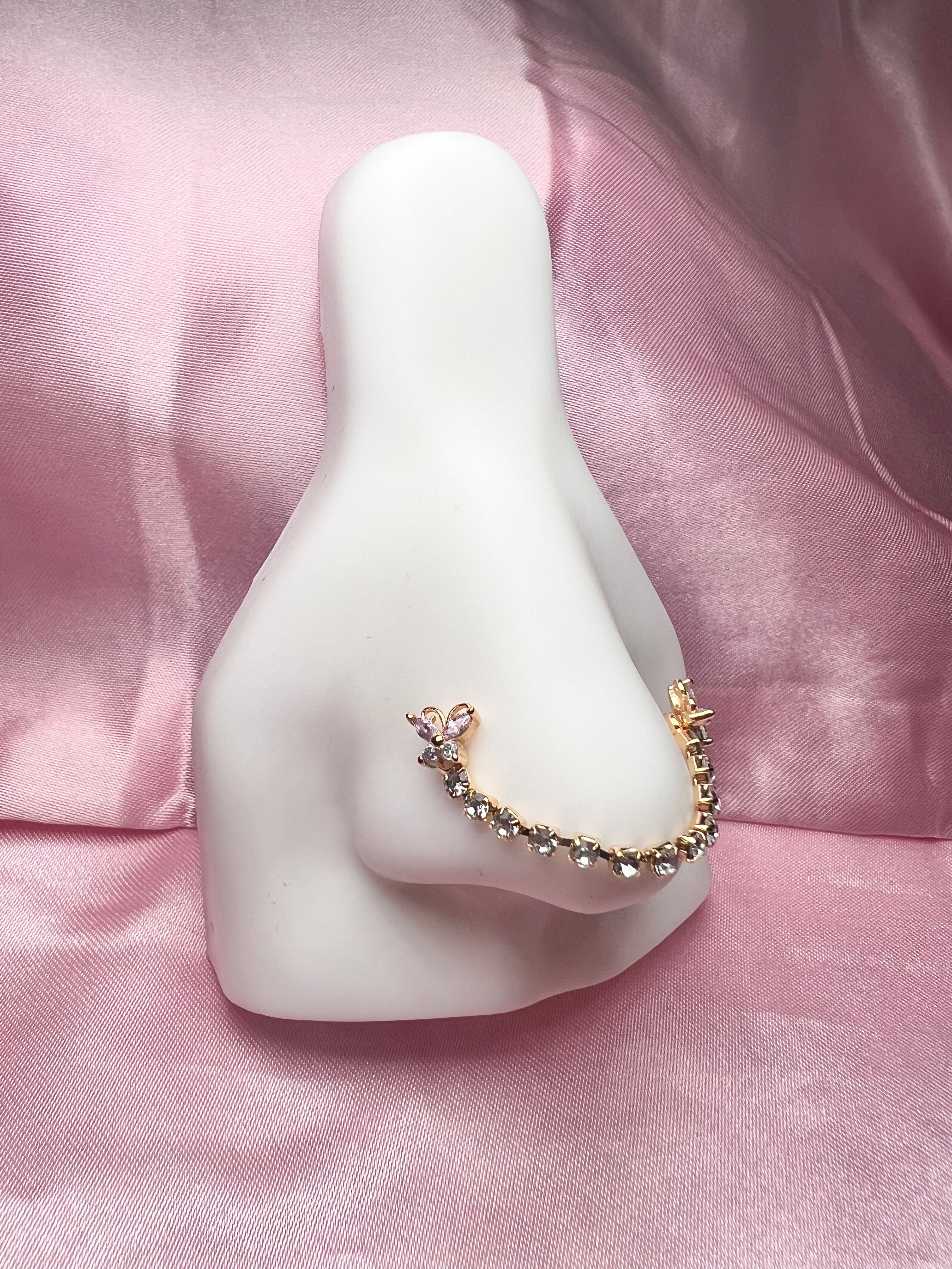 Elsie butterfly chain nose ring