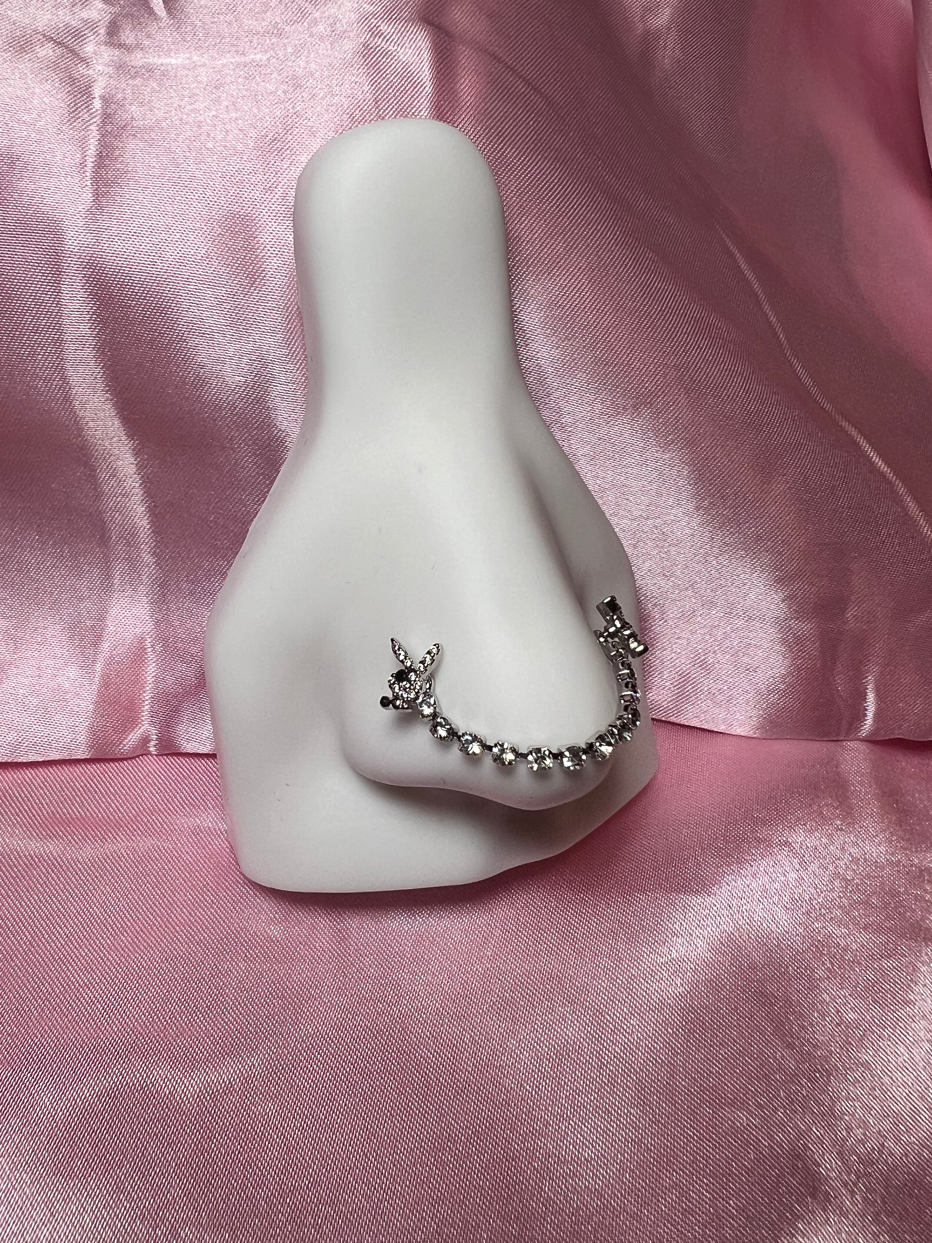 Icy bunny chain nose ring