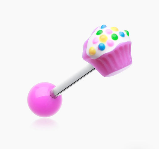 Cupcake tongue ring