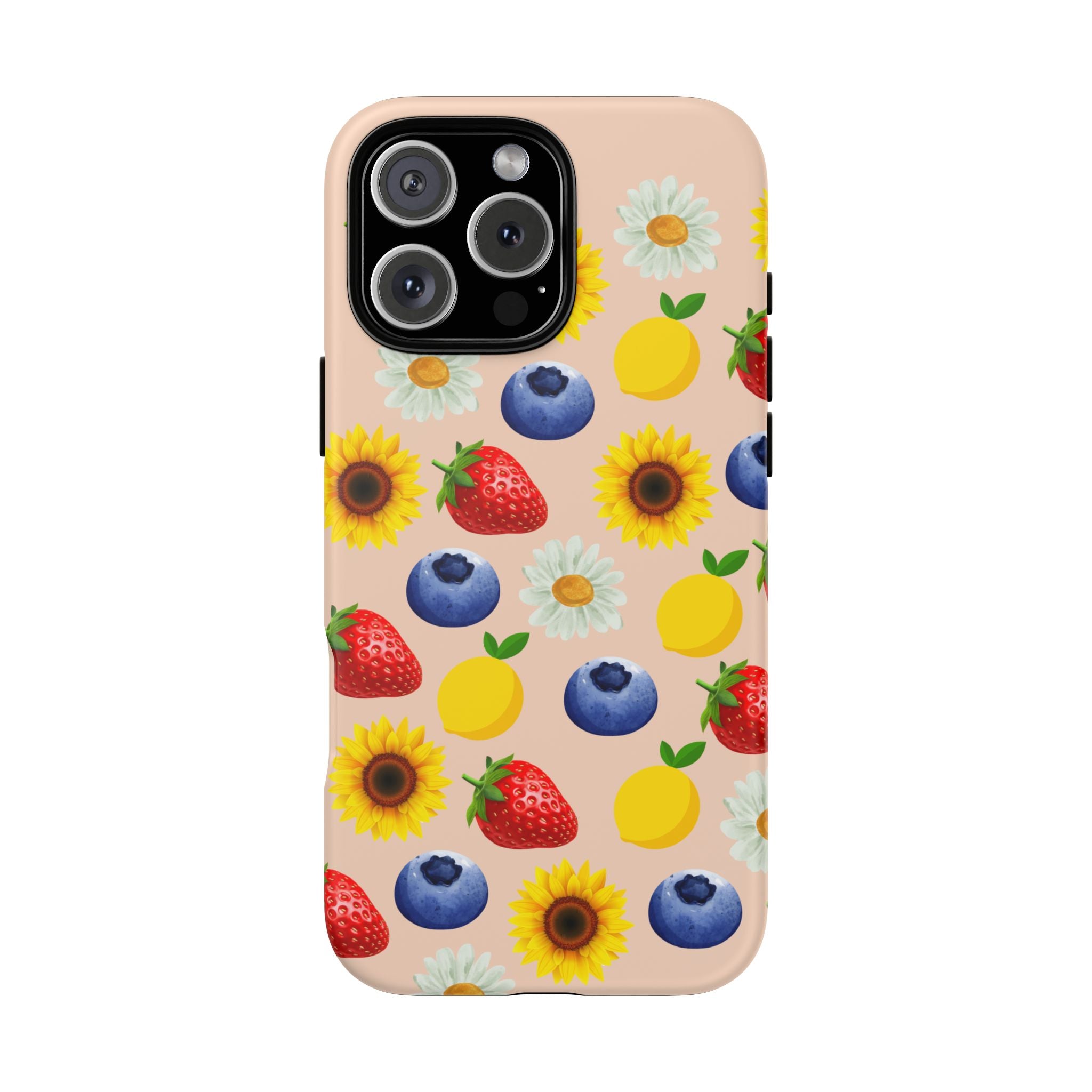 Colorful Floral Phone Case with Fruits and Florals Design