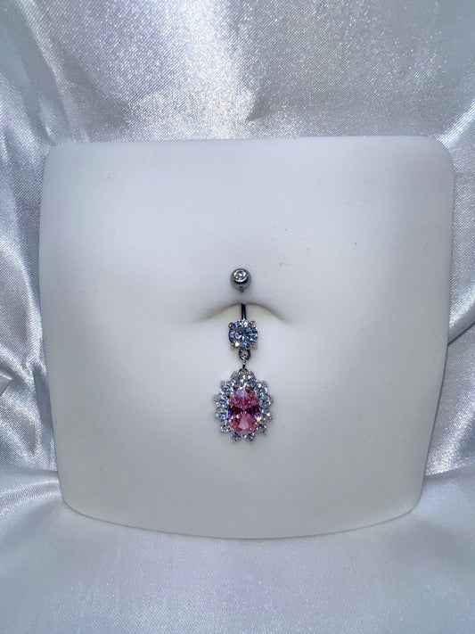 Gwen flower pink belly ring