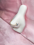 Blue butterfly chain nose ring