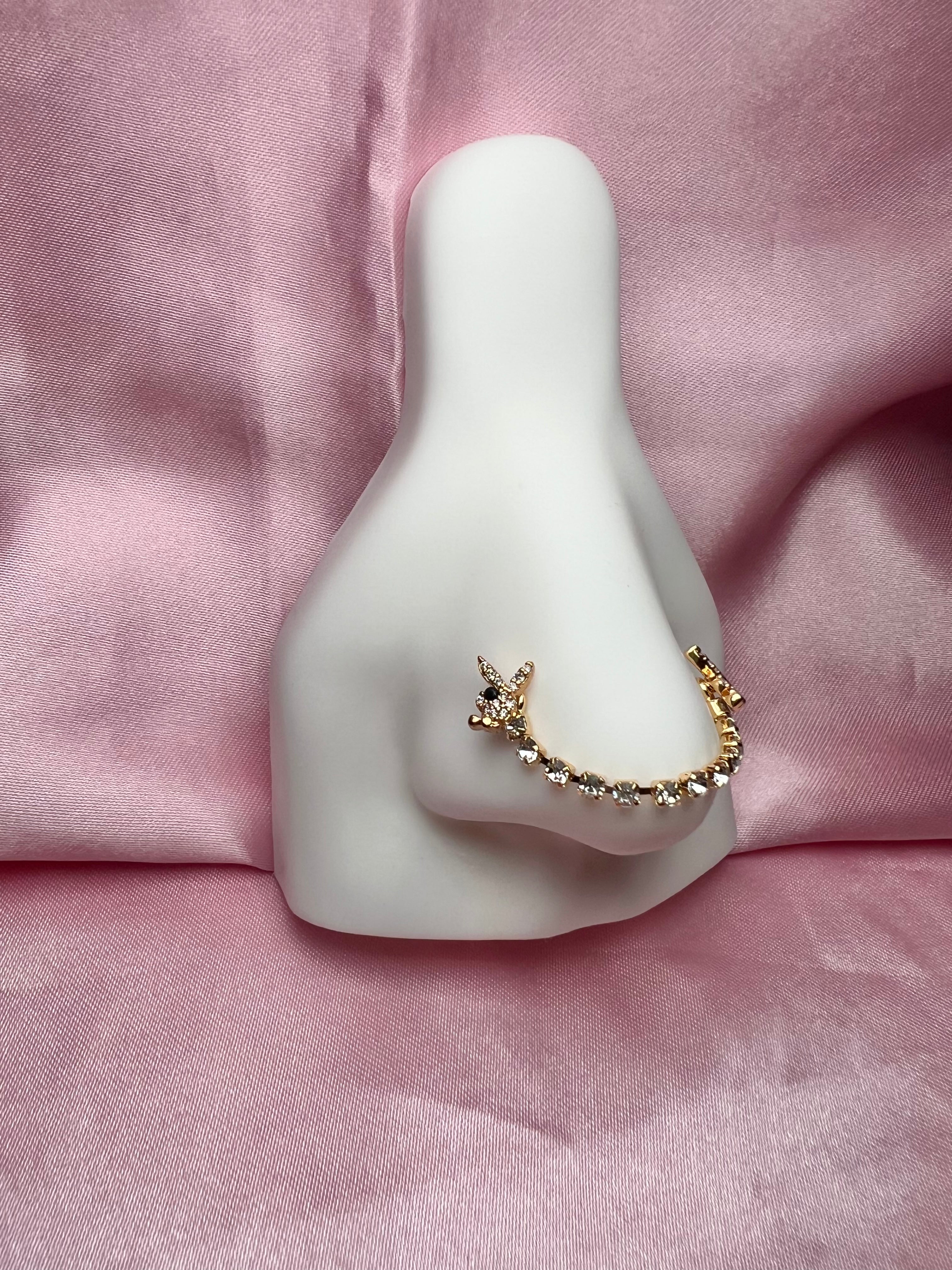 Icy bunny chain nose ring