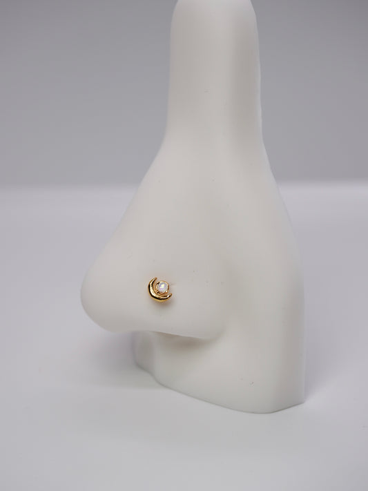 Moon pearl nose ring