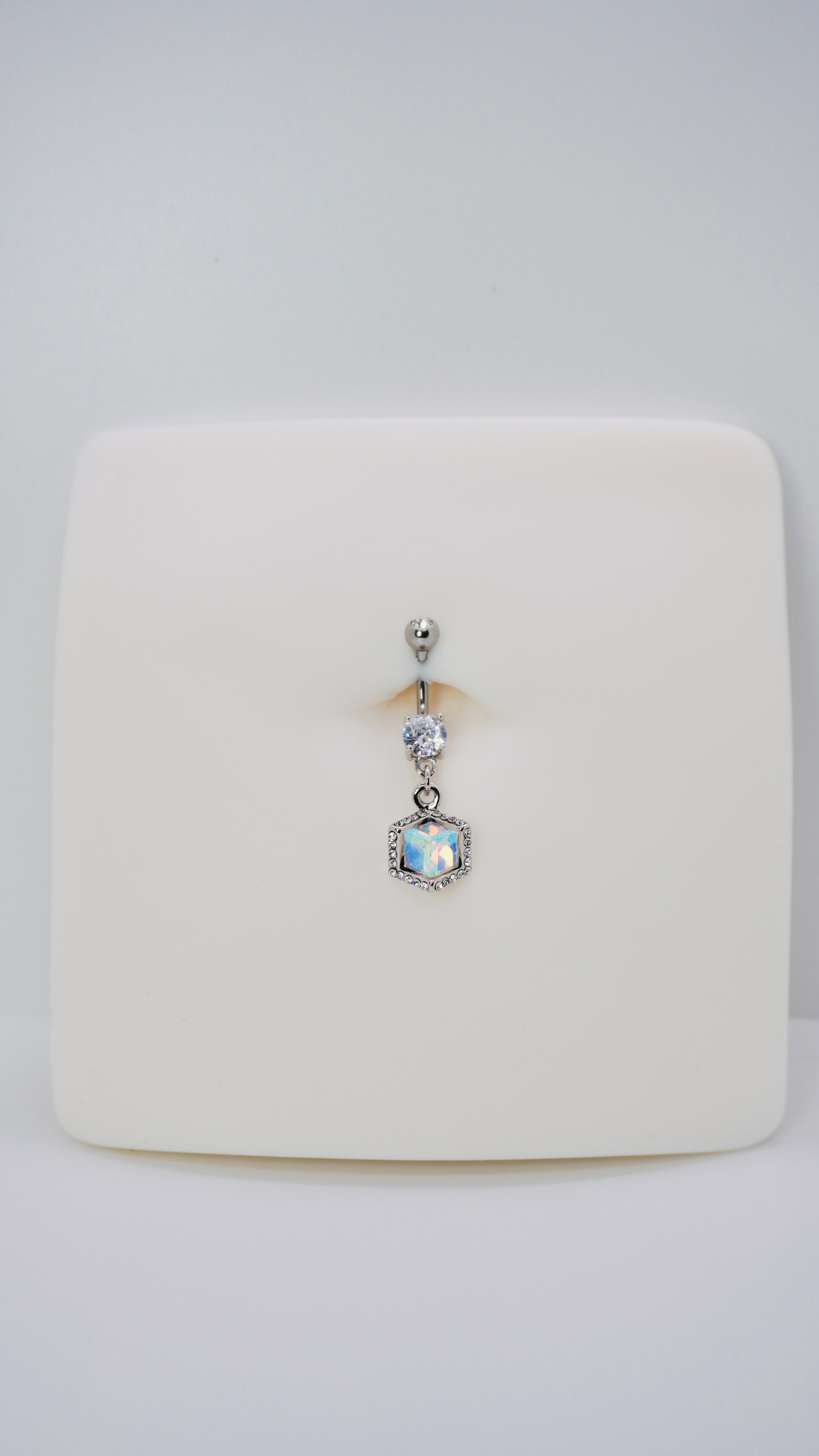 Icy cube belly ring