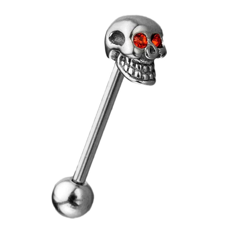 Skull head tongue ring