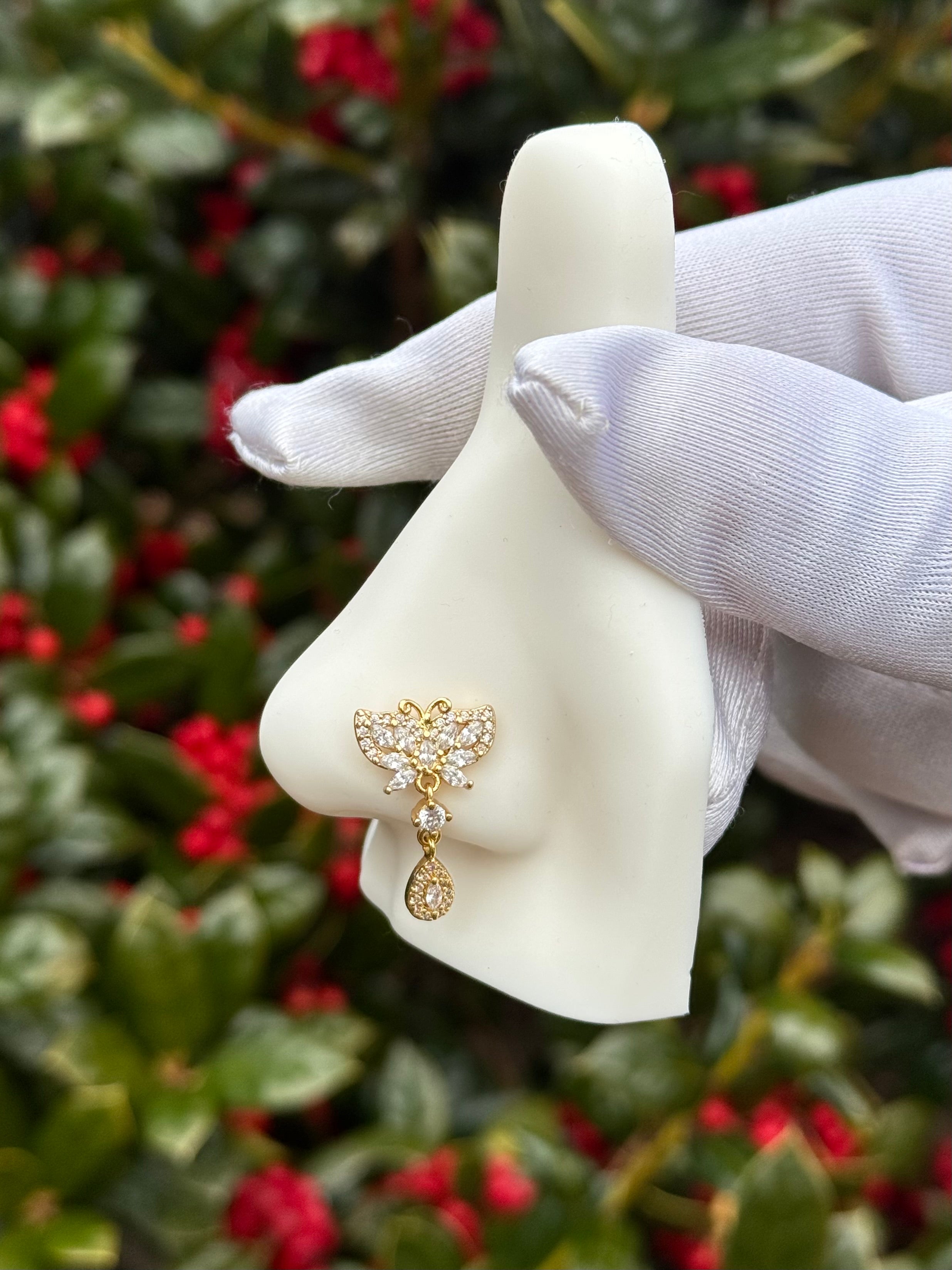 Flora butterfly nose ring