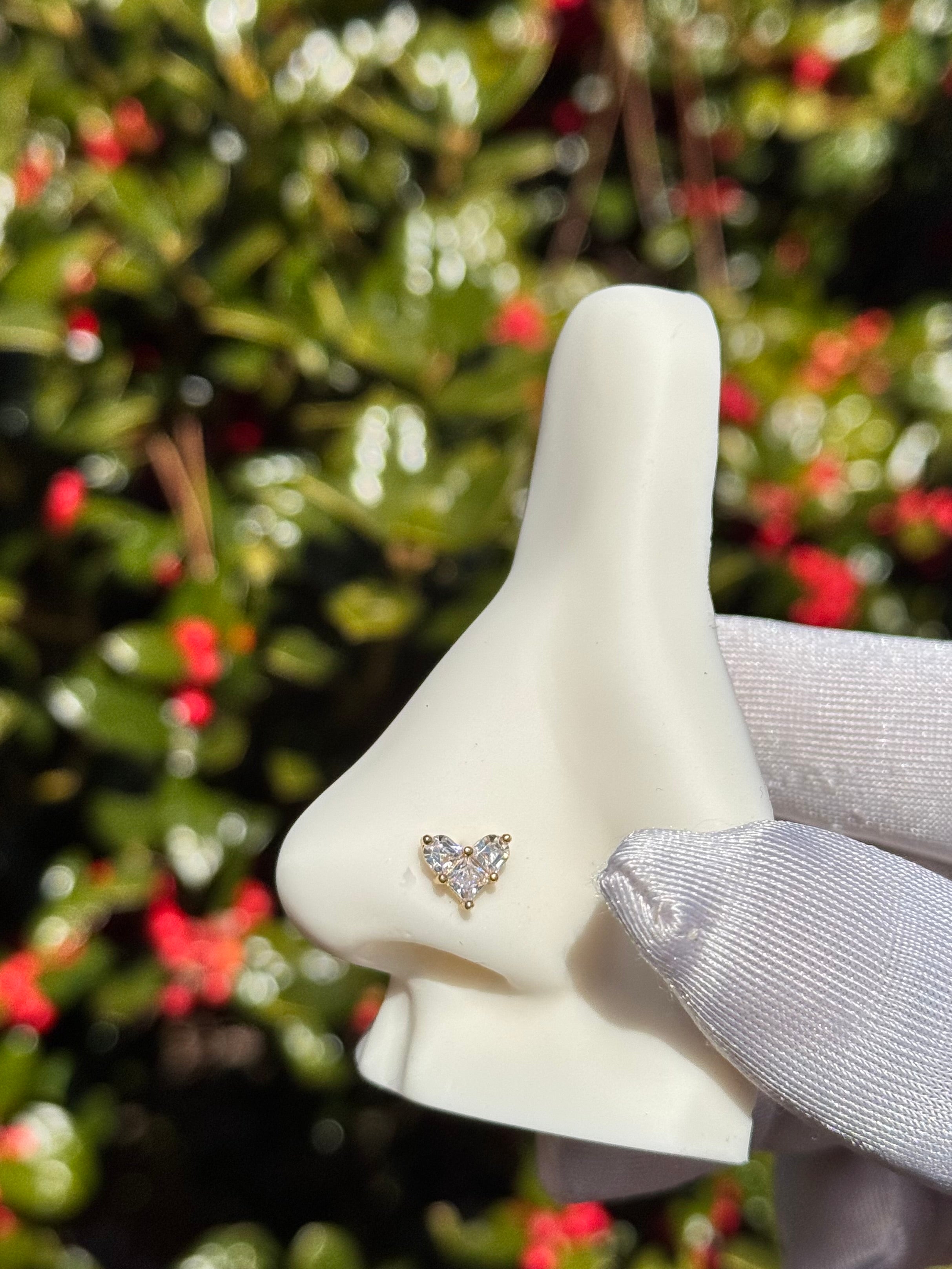 Icy heart nose ring