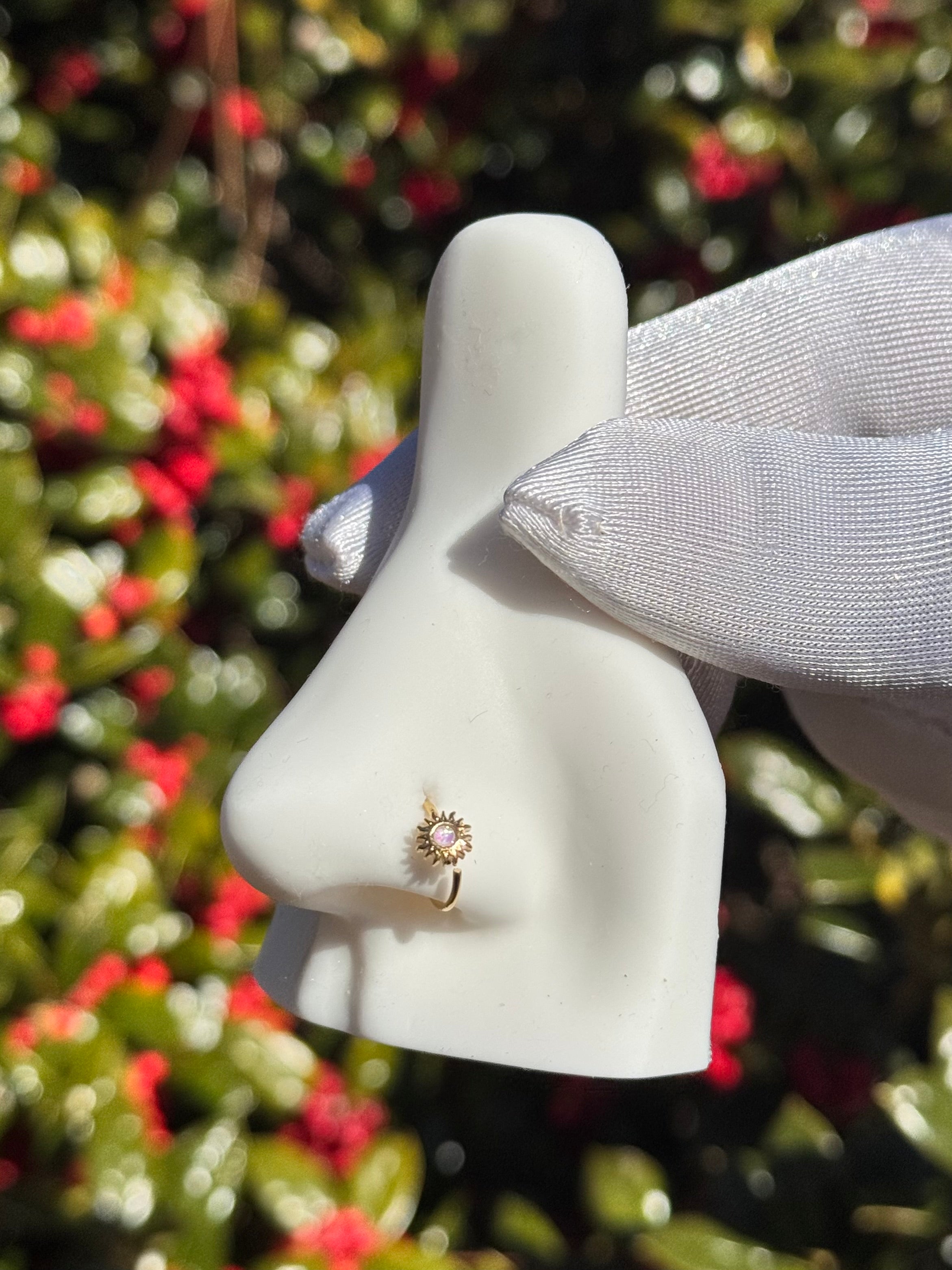 Jade sun hoop nose ring