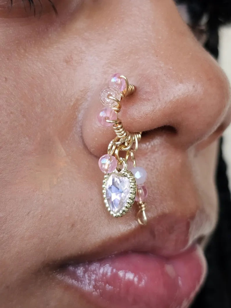 Aalia heart hoop nose ring