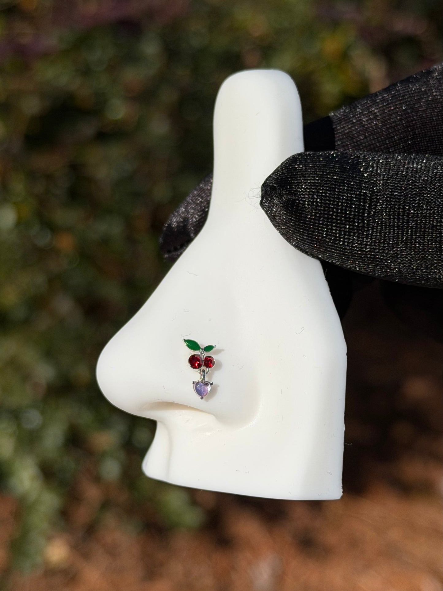 Cherry dangle nose ring