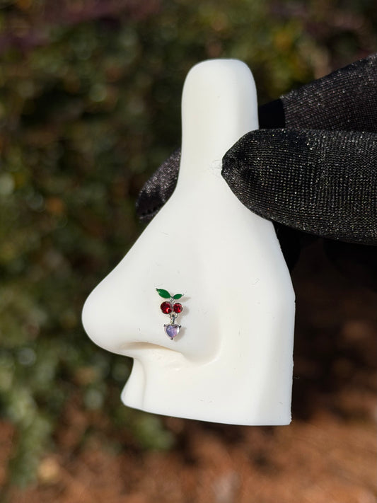 Cherry dangle nose ring