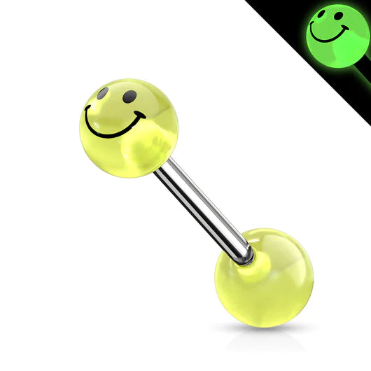Smile glow in the dark tongue ring