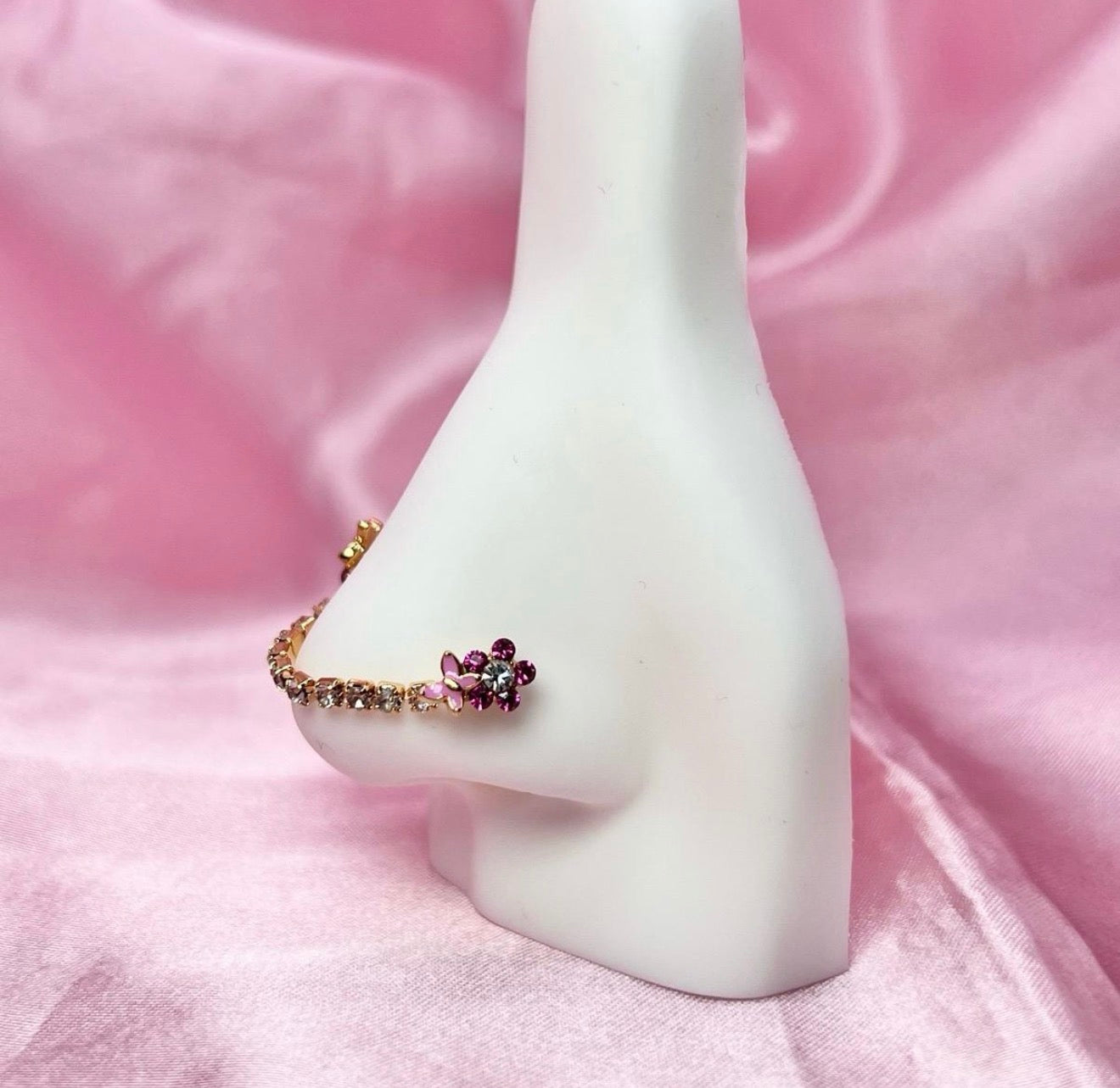 Butterfly flower nose chain