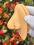 Red gem nose hoop