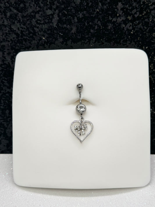 Heart ribbon belly ring