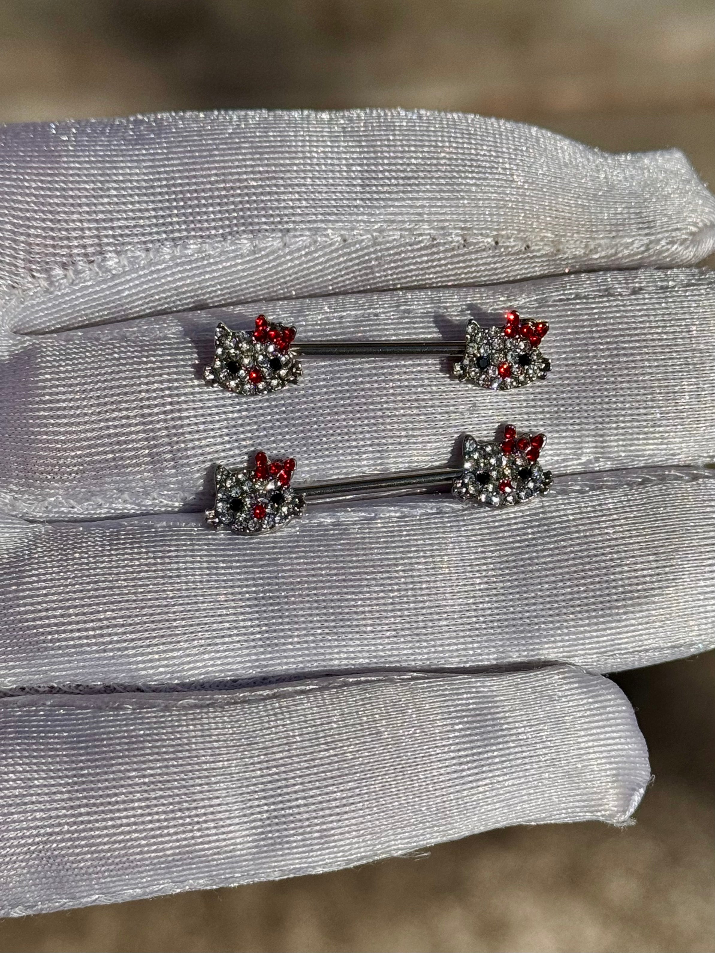 Icy Kitty Nipple Rings