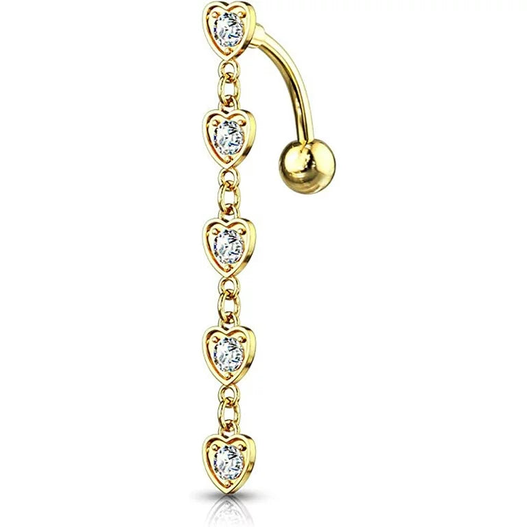 Top down heart belly ring