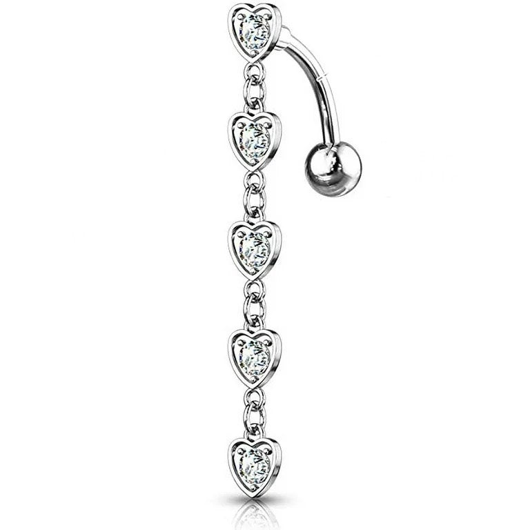 Top down heart belly ring