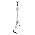 Double heart belly ring