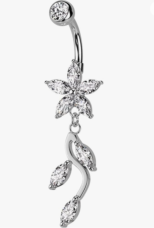 Frame flower belly ring