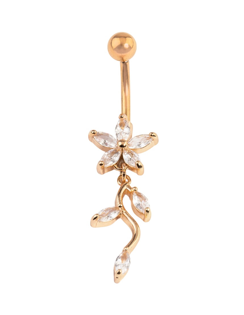 Frame flower belly ring