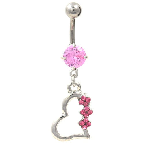 Gem heart belly ring