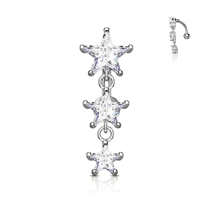Triple stars top down belly ring