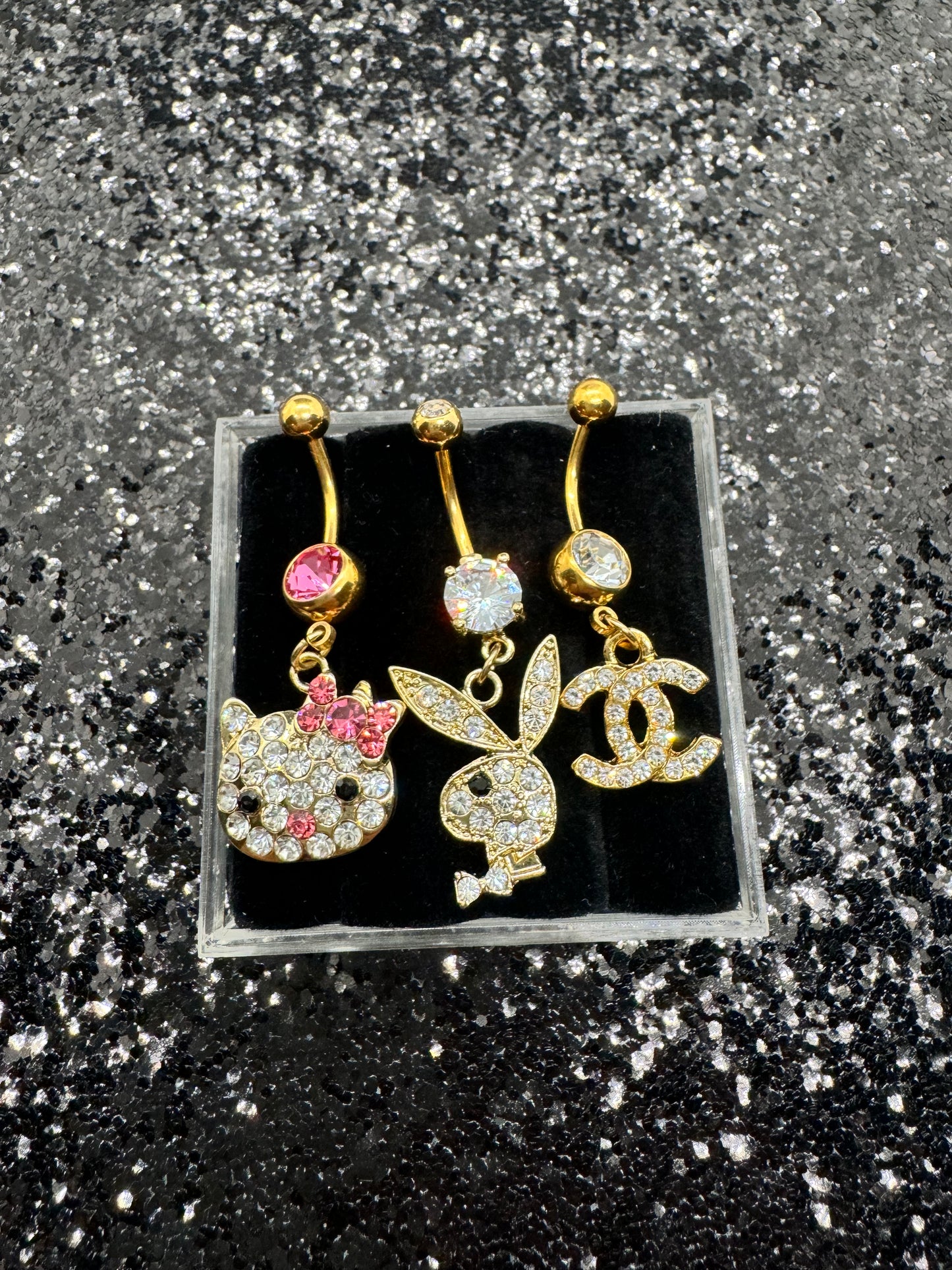 Material girly belly ring bundle