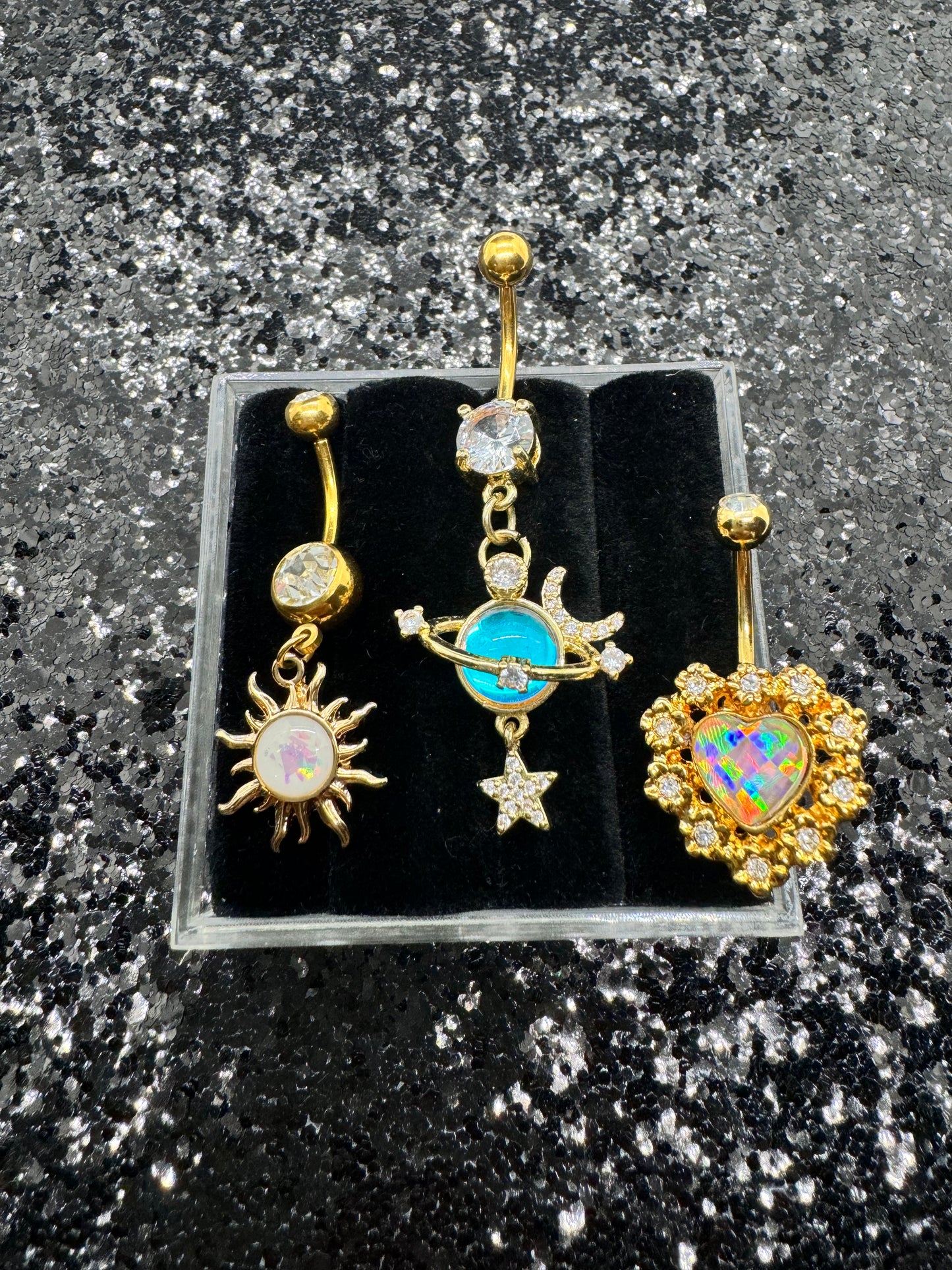 Opal belly ring bundle