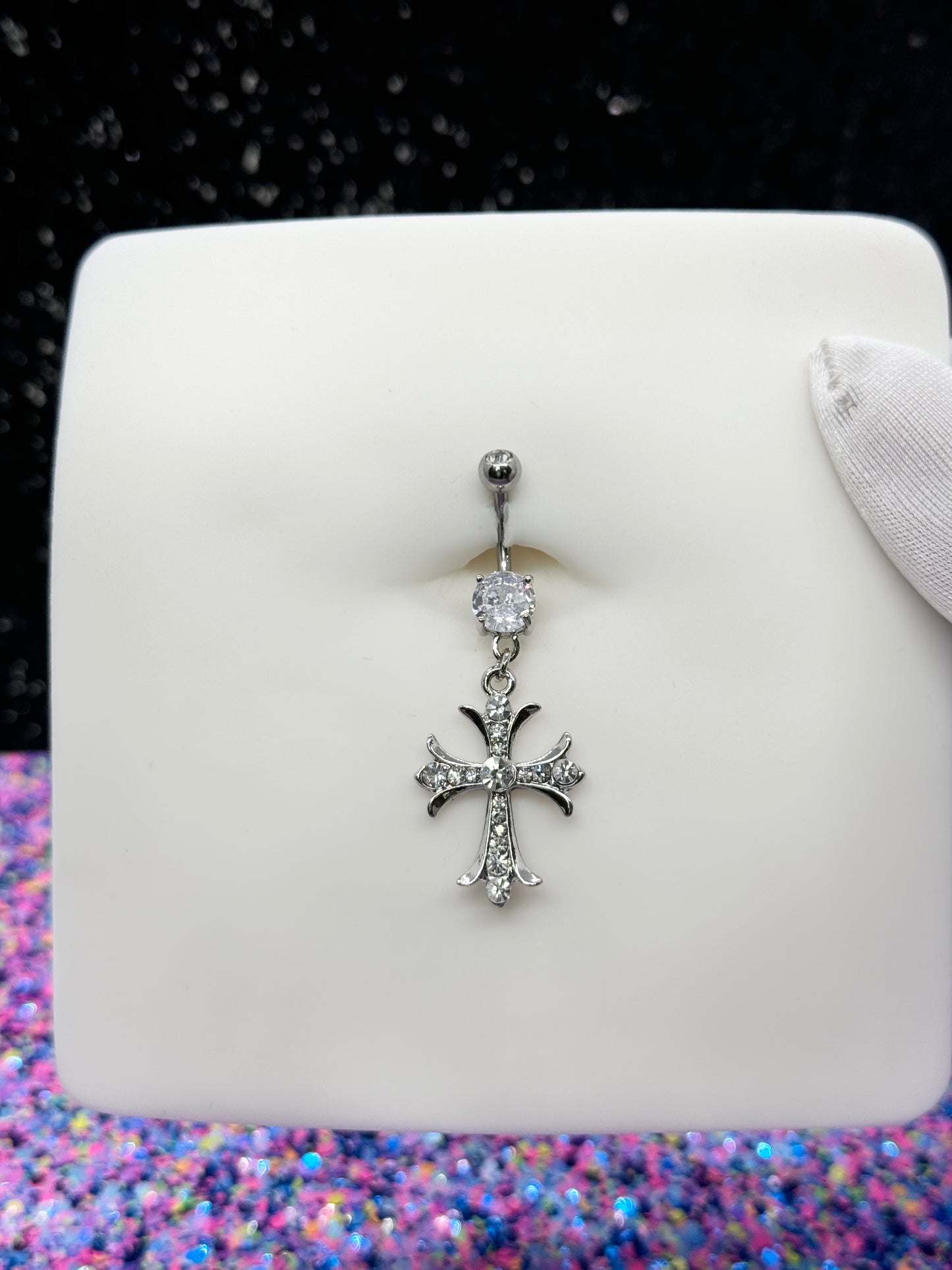 Icy Cross Belly Ring